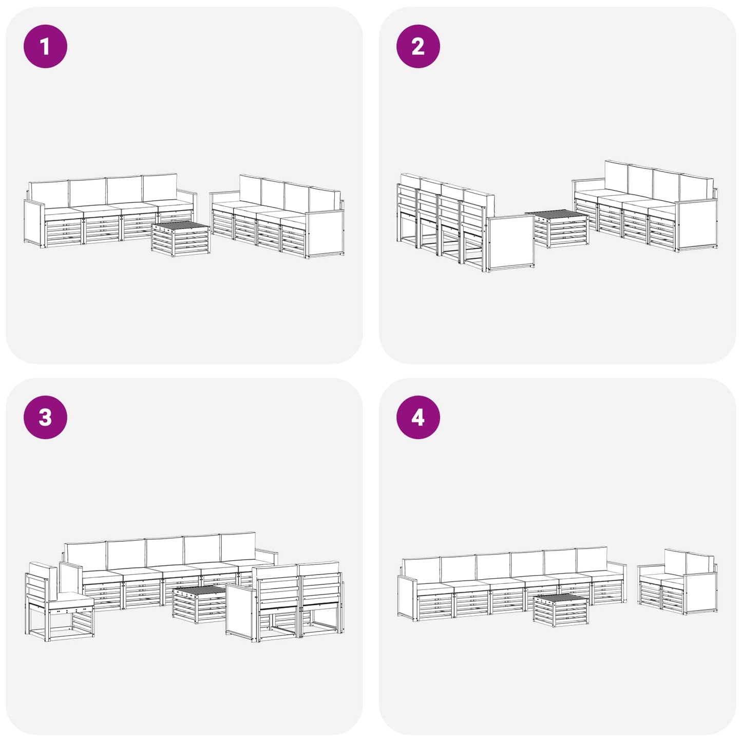 Outdoor-Sofagarnitur 9 stk. Natur und Anthrazit