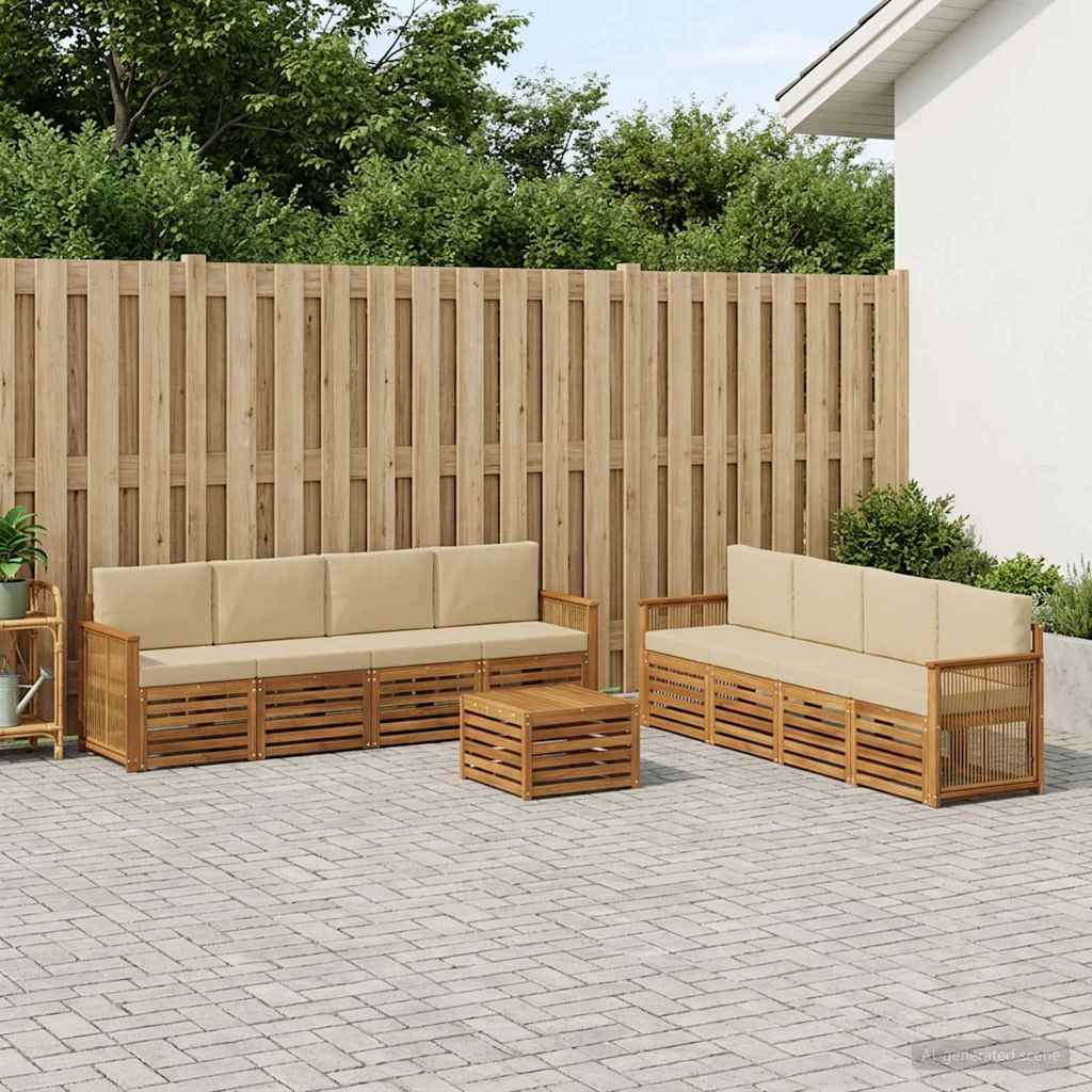 Outdoor-Sofagarnitur 9 stk. Natur und Beige