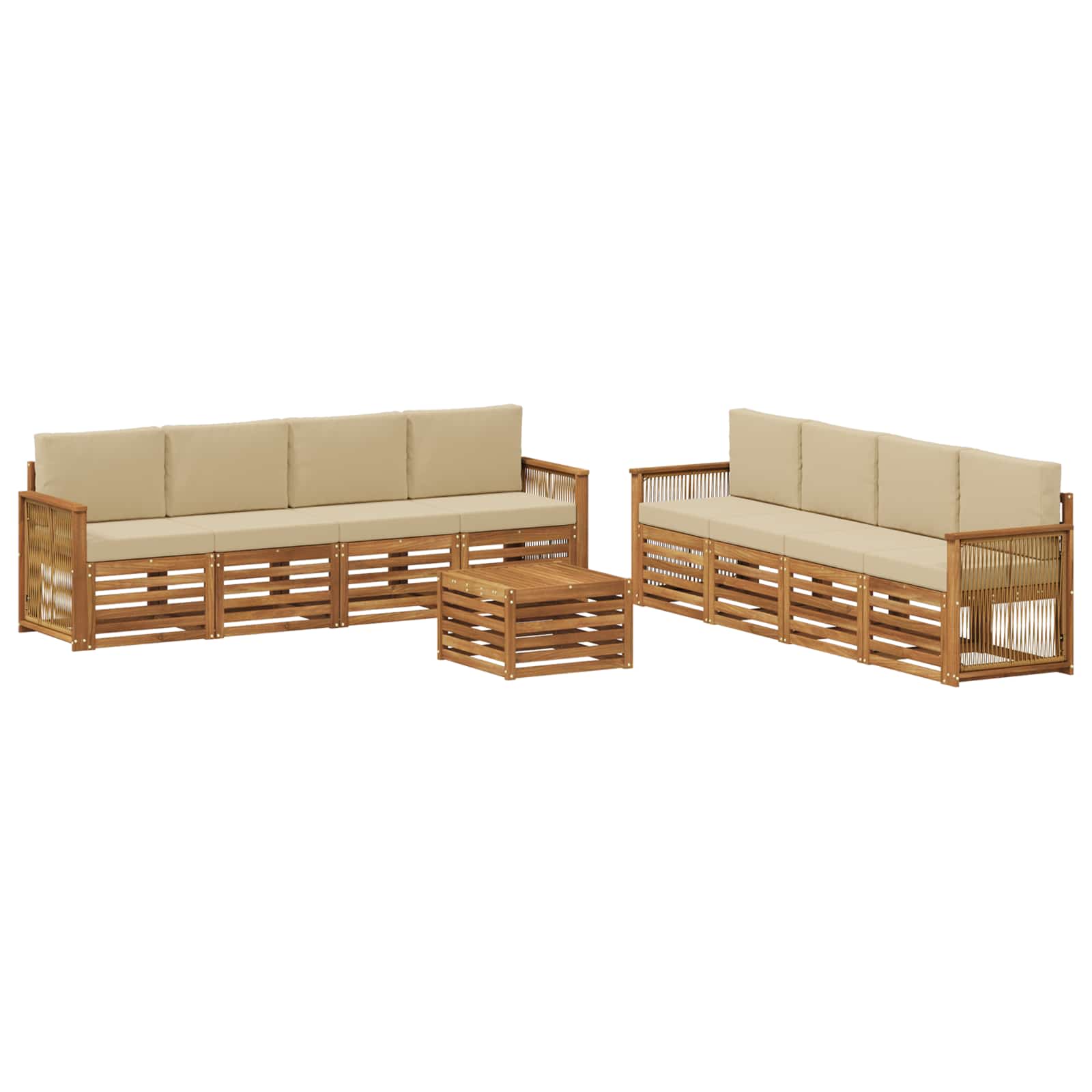 Outdoor-Sofagarnitur 9 stk. Natur und Beige