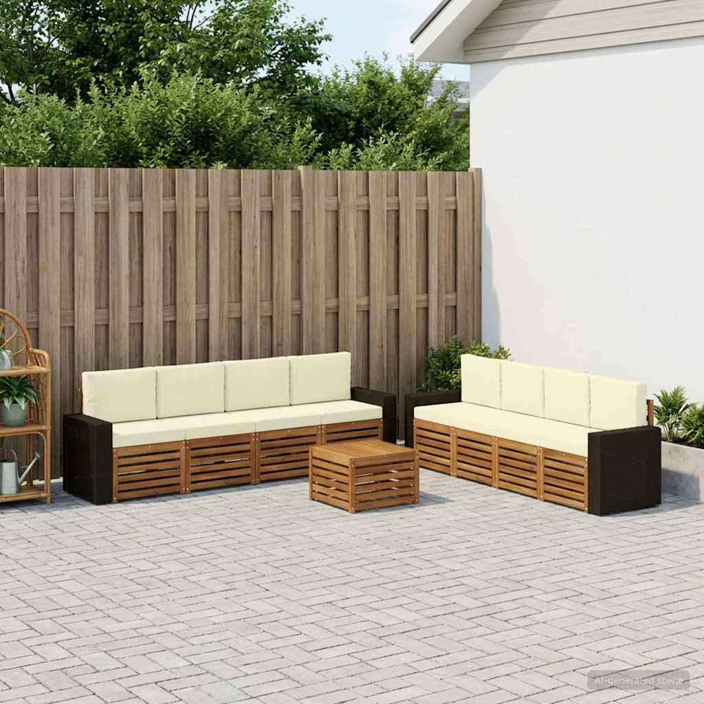 Sofagarnituren mit Kissen 9 pcs Massivholz Akazie