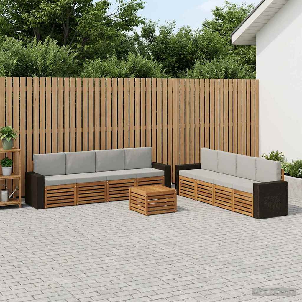 Sofagarnituren mit Kissen 9 pcs Massivholz Akazie