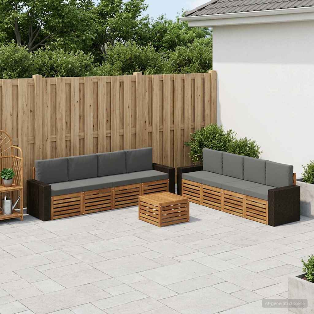 Sofagarnituren mit Kissen 9 pcs Massivholz Akazie