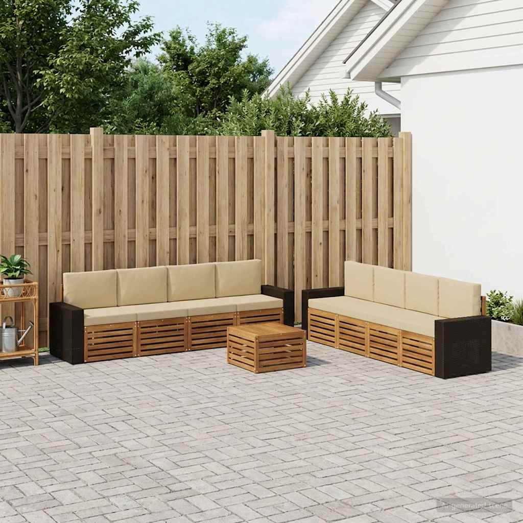 Outdoor-Sofagarnitur 9 stk. Natur und Beige