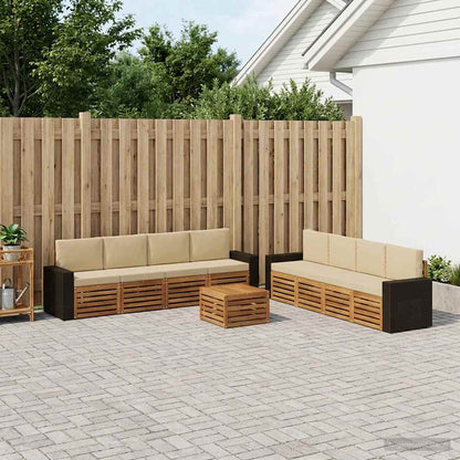 Outdoor-Sofagarnitur 9 stk. Natur und Beige