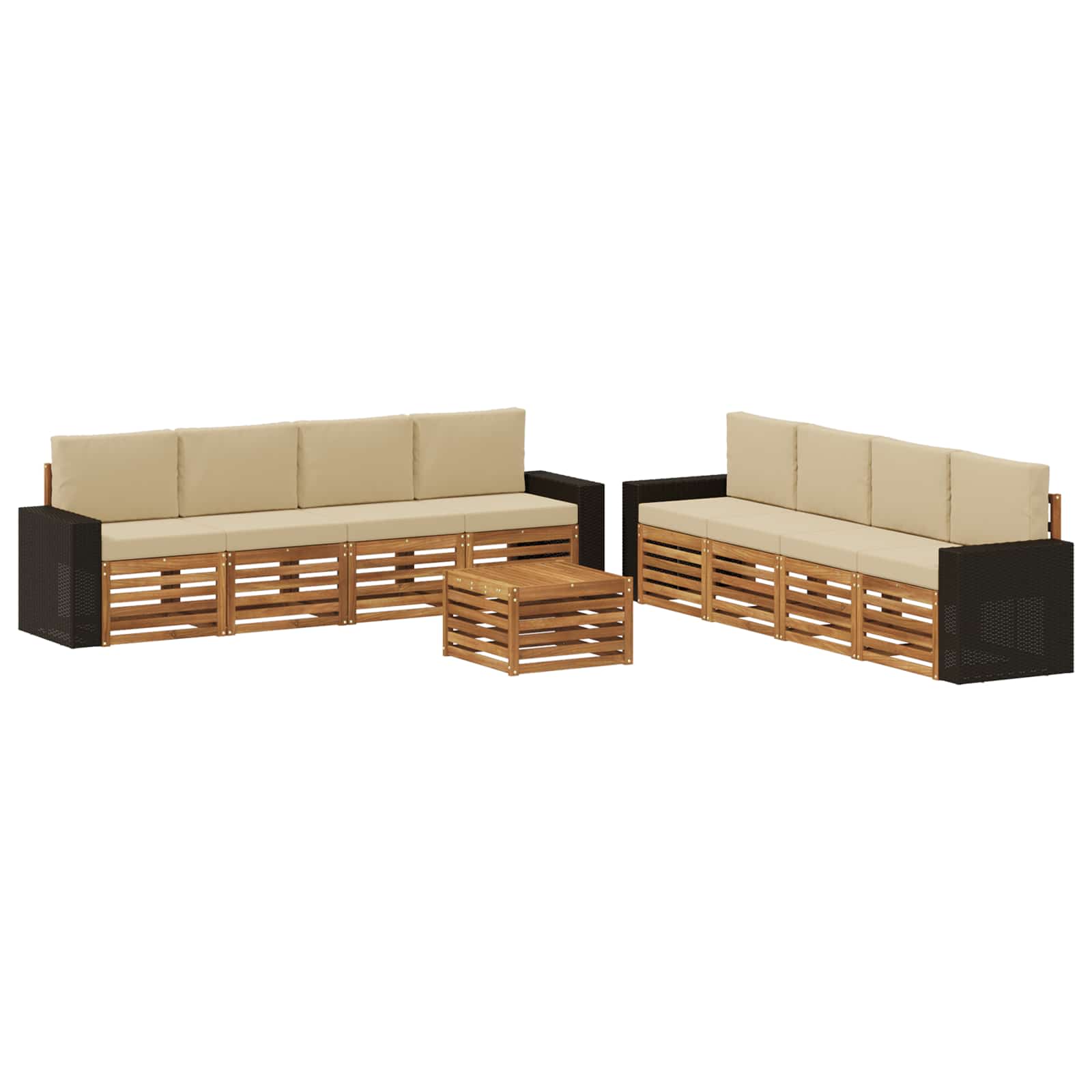 Outdoor-Sofagarnitur 9 stk. Natur und Beige