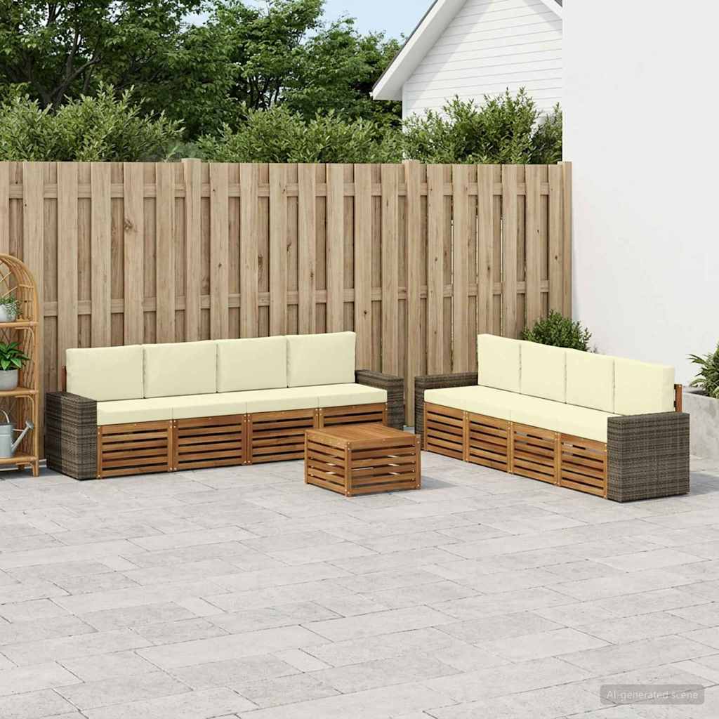 Sofagarnituren mit Kissen 9 pcs Massivholz Akazie