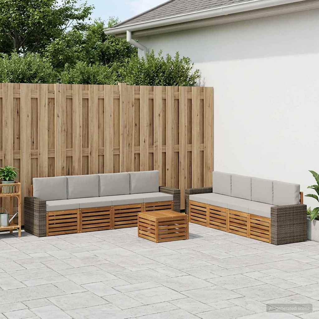 Sofagarnituren mit Kissen 9 pcs Massivholz Akazie