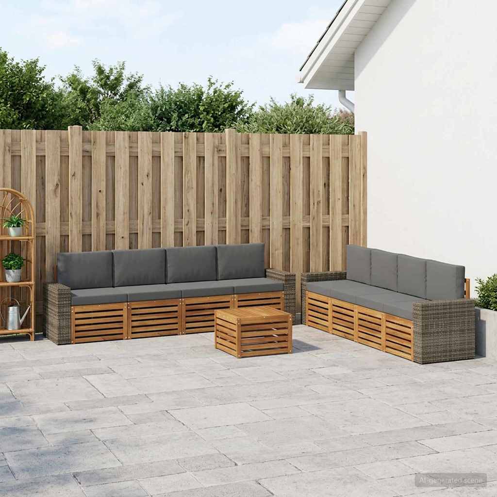 Sofagarnituren mit Kissen 9 pcs Massivholz Akazie