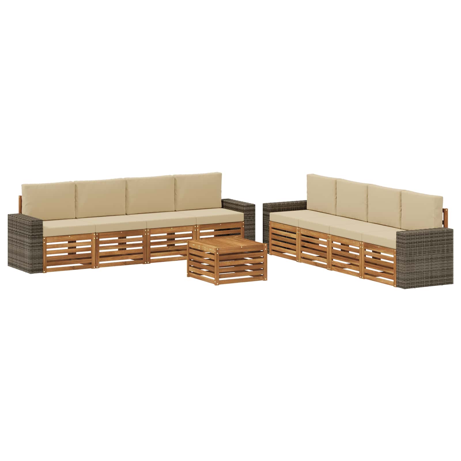 Outdoor-Sofagarnitur 9 stk. Natur und Beige