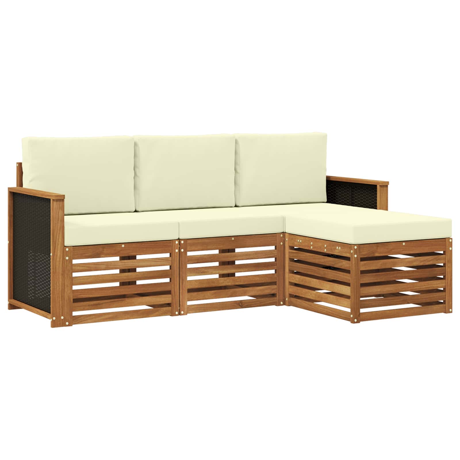 Outdoor-Sofagarnitur mit Kissen 4 pcs Natur und Creme