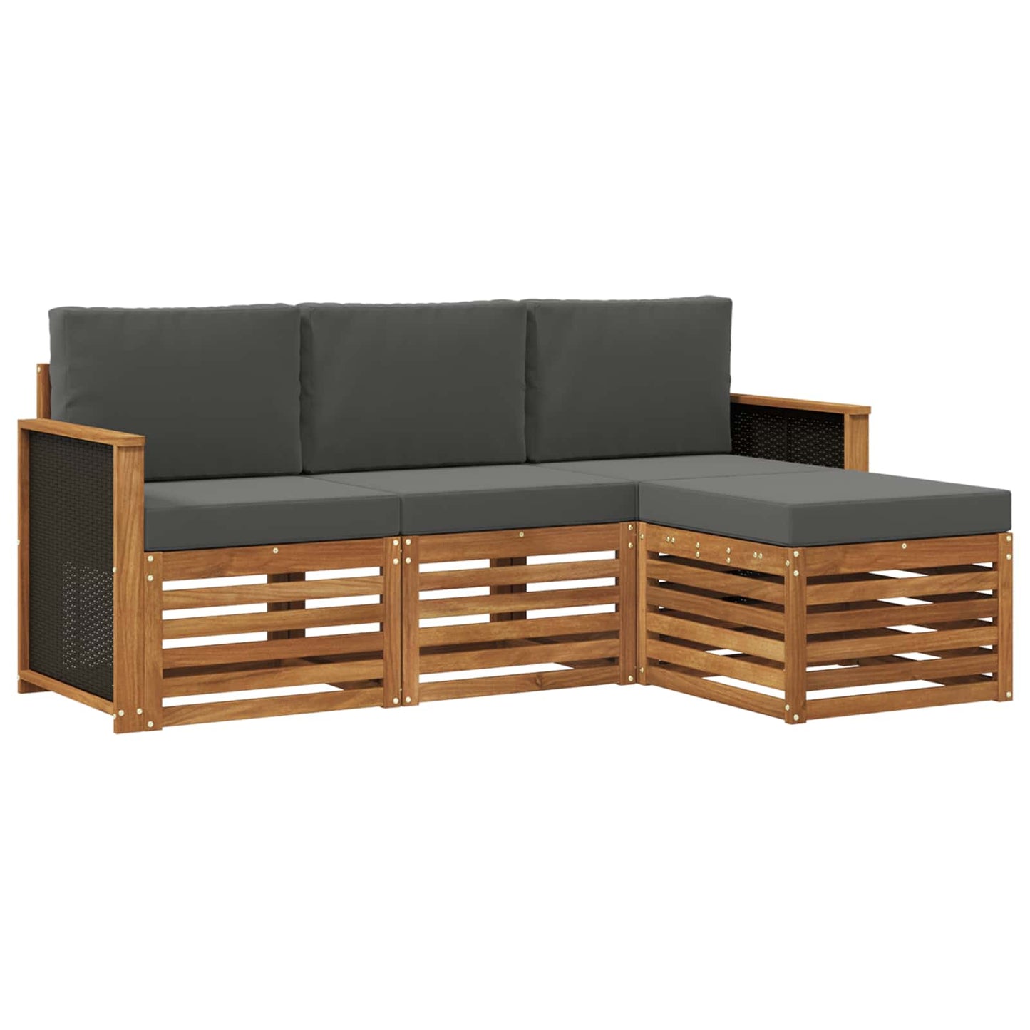 Outdoor-Sofagarnitur 4 stk. Natur und Anthrazit