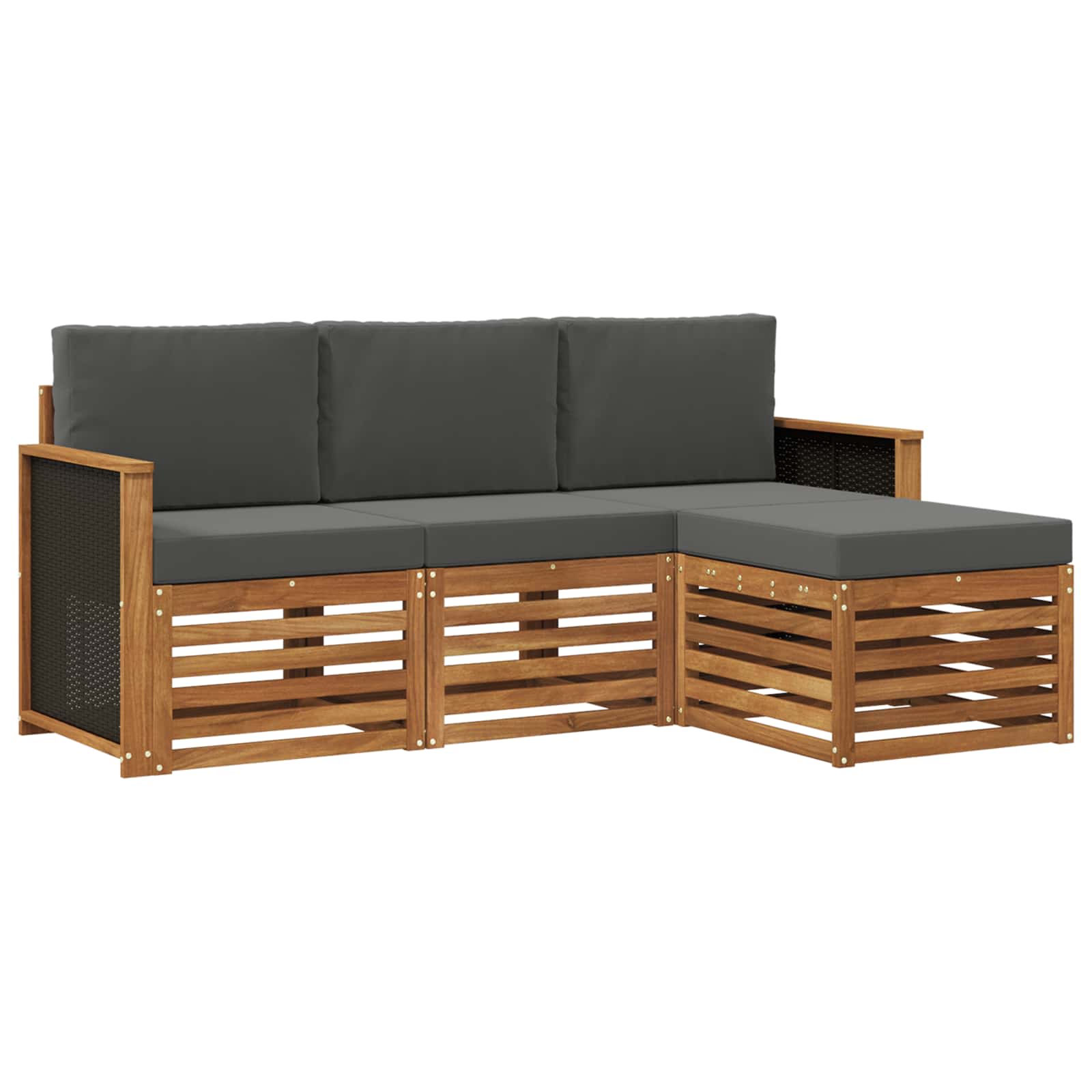 Outdoor-Sofagarnitur 4 stk. Natur und Anthrazit