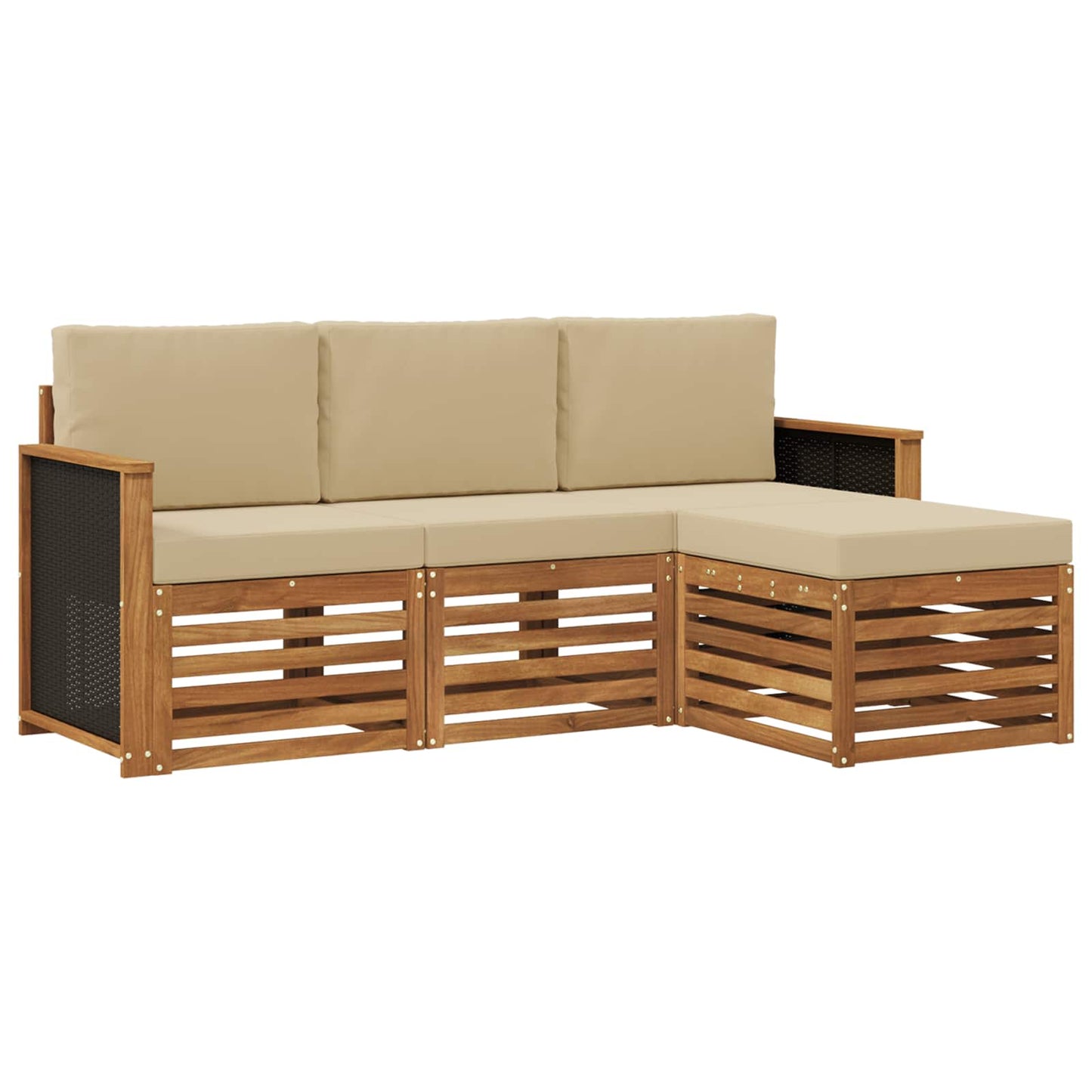Outdoor-Sofagarnitur 4 stk. Natur und Beige