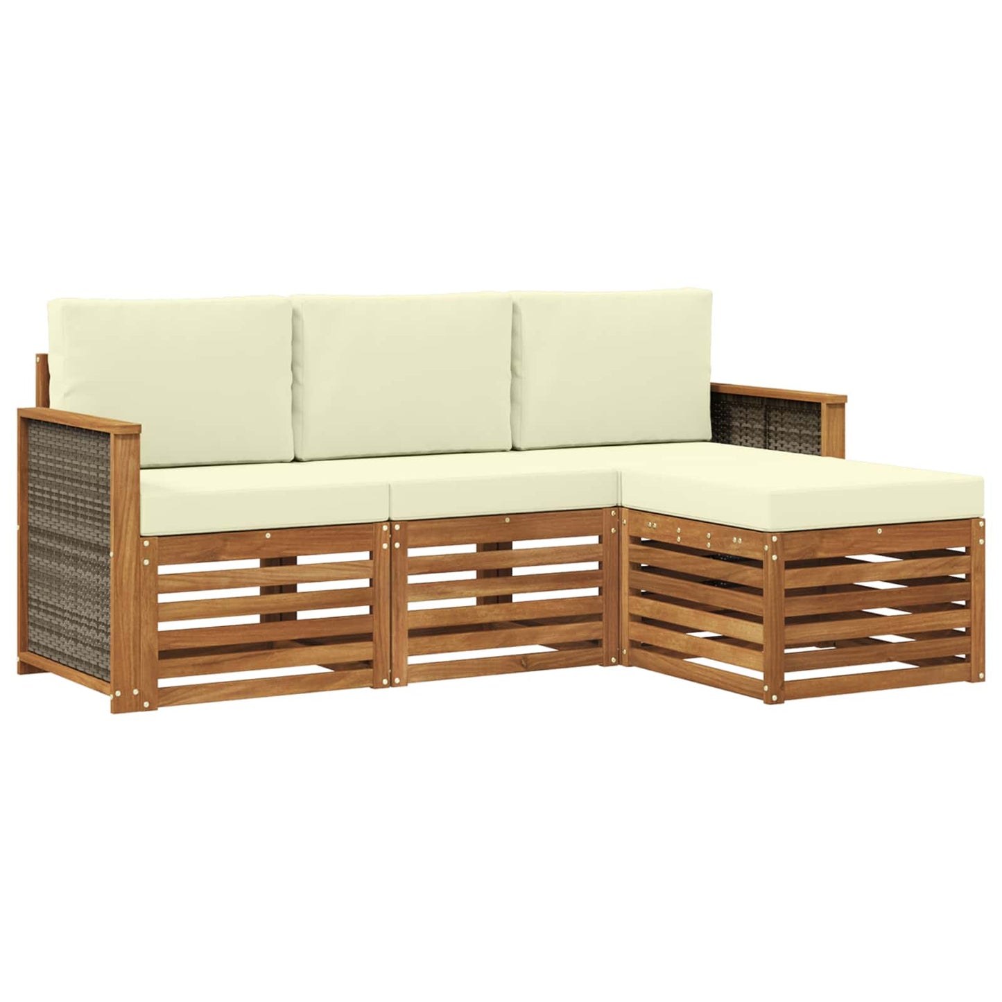 Outdoor-Sofagarnitur mit Kissen 4 pcs Natur und Creme