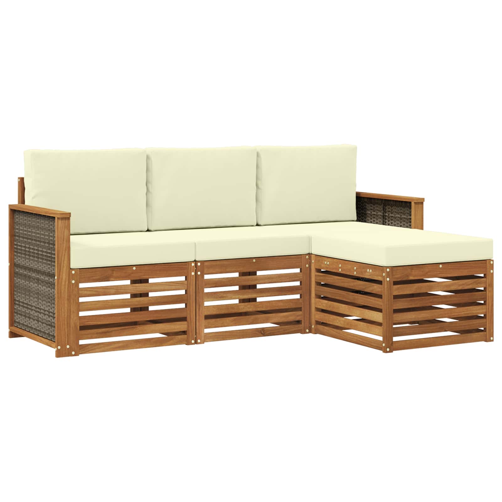 Outdoor-Sofagarnitur mit Kissen 4 pcs Natur und Creme