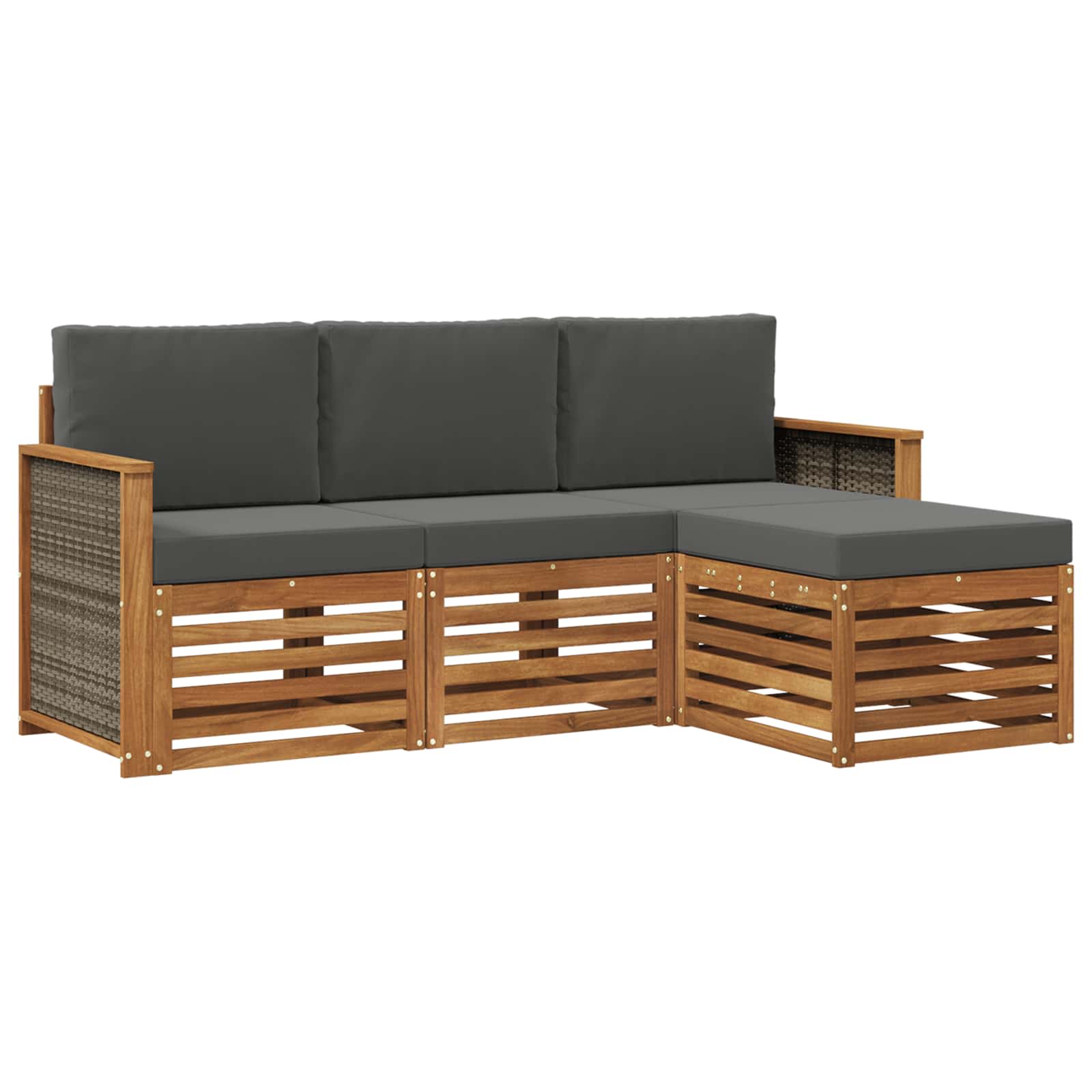 Outdoor-Sofagarnitur mit Kissen 4 pcs Natur und Anthrazit