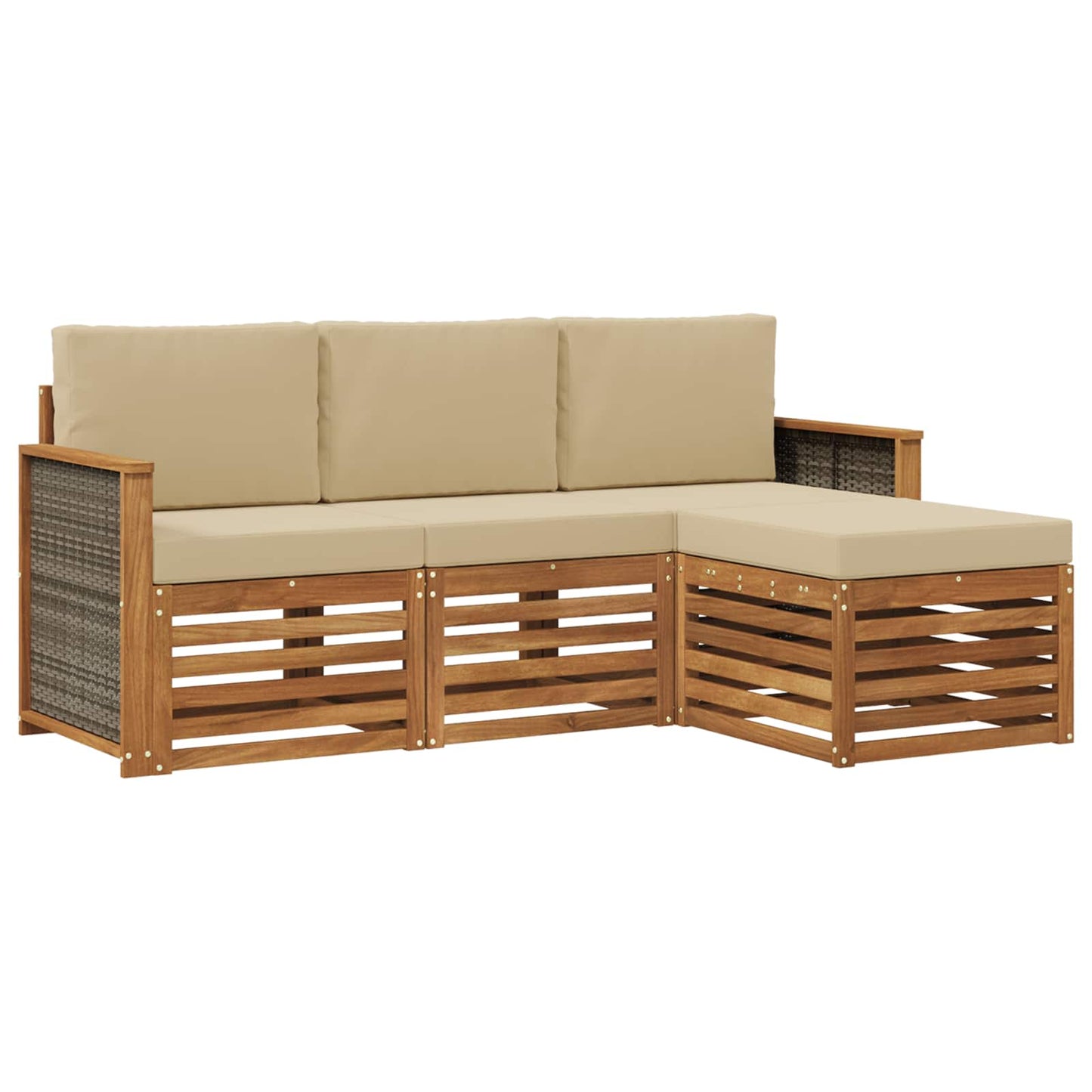 Outdoor-Sofagarnitur 4 stk. Natur und Beige