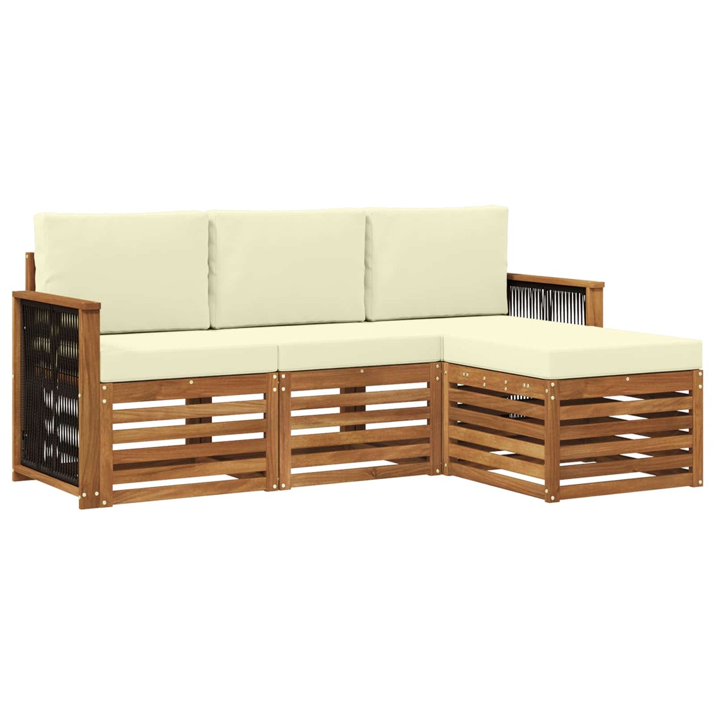 Outdoor-Sofagarnitur mit Kissen 4 pcs Natur und Creme