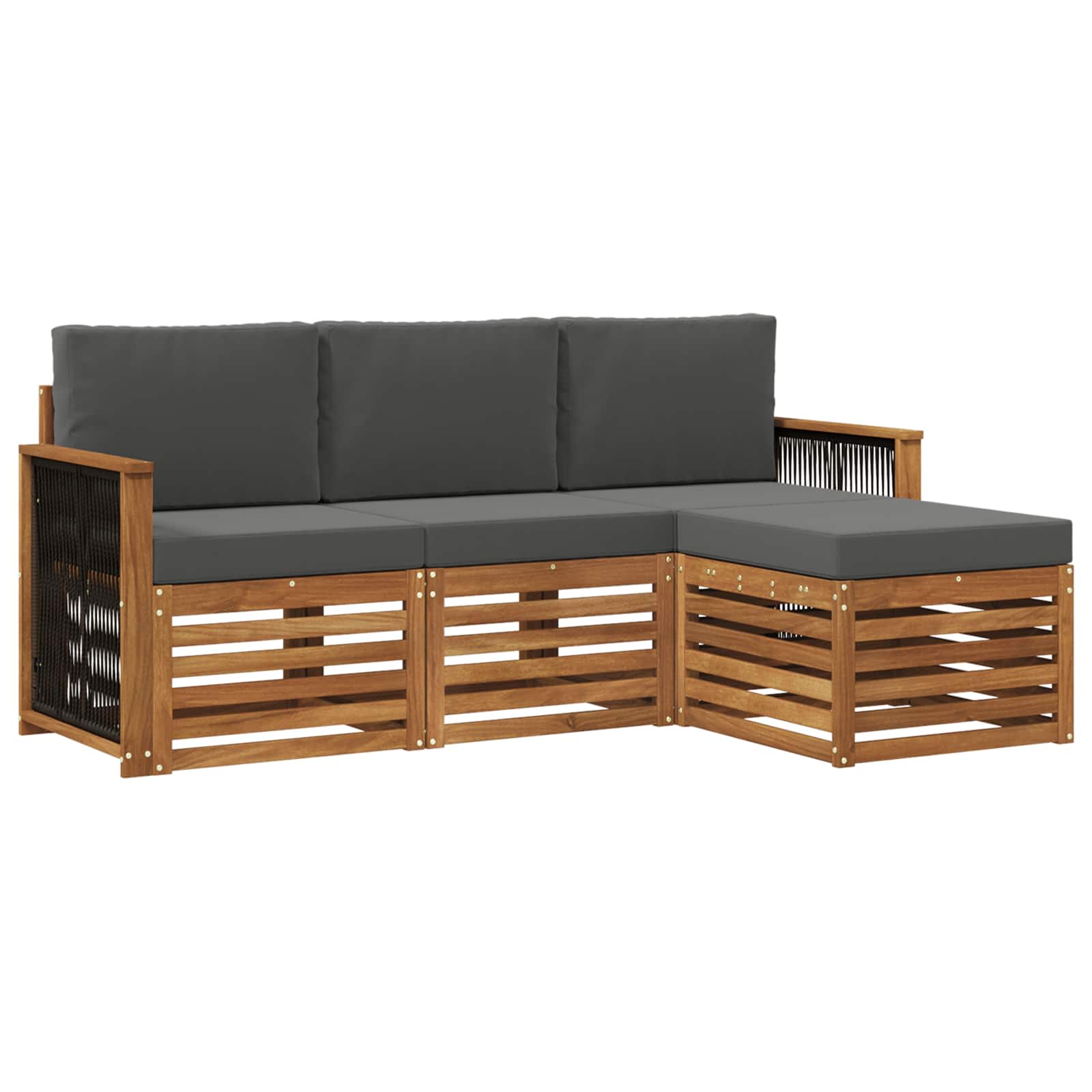 Outdoor-Sofagarnitur mit Kissen 4 pcs Natur und Anthrazit
