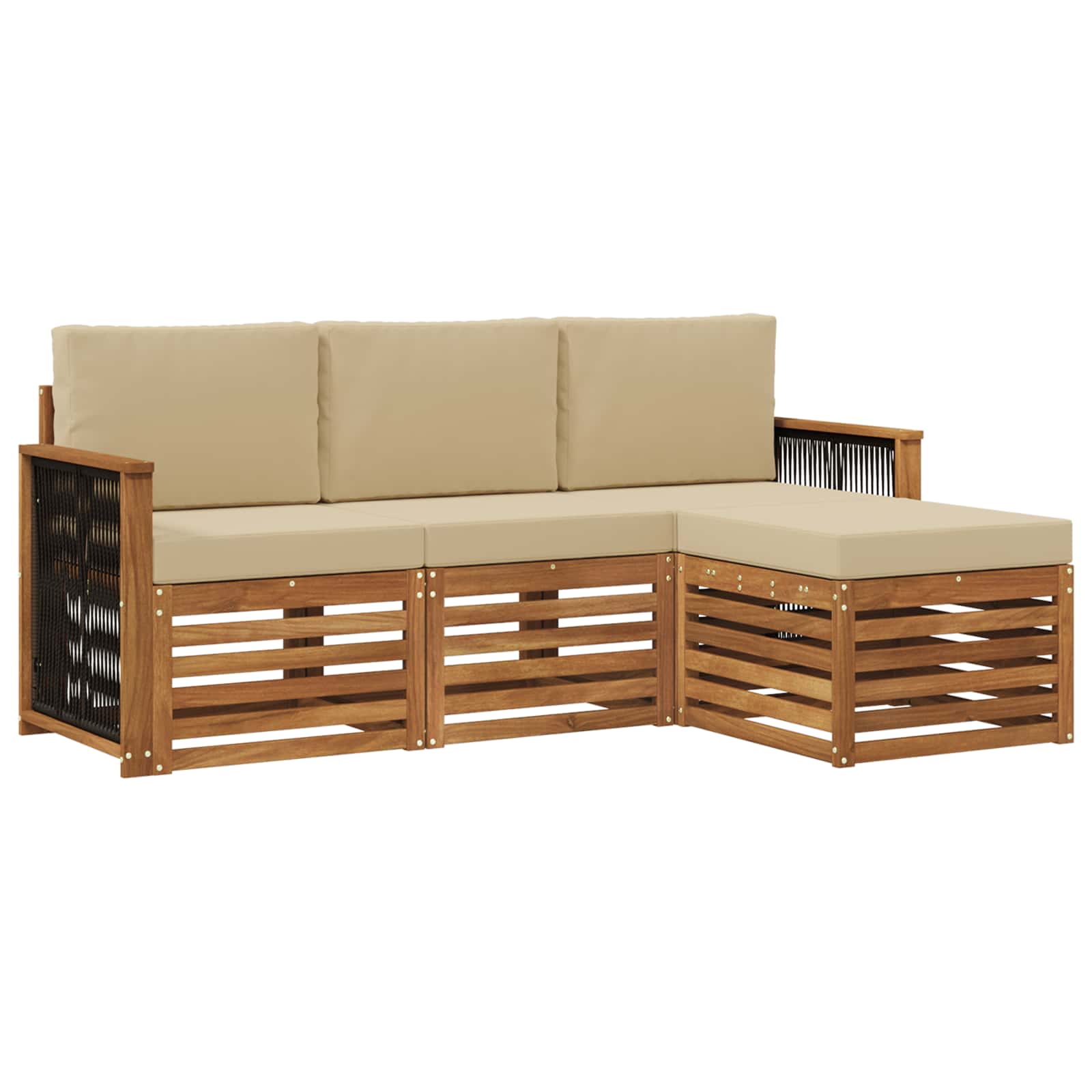 Outdoor-Sofagarnitur 4 stk. Natur und Beige
