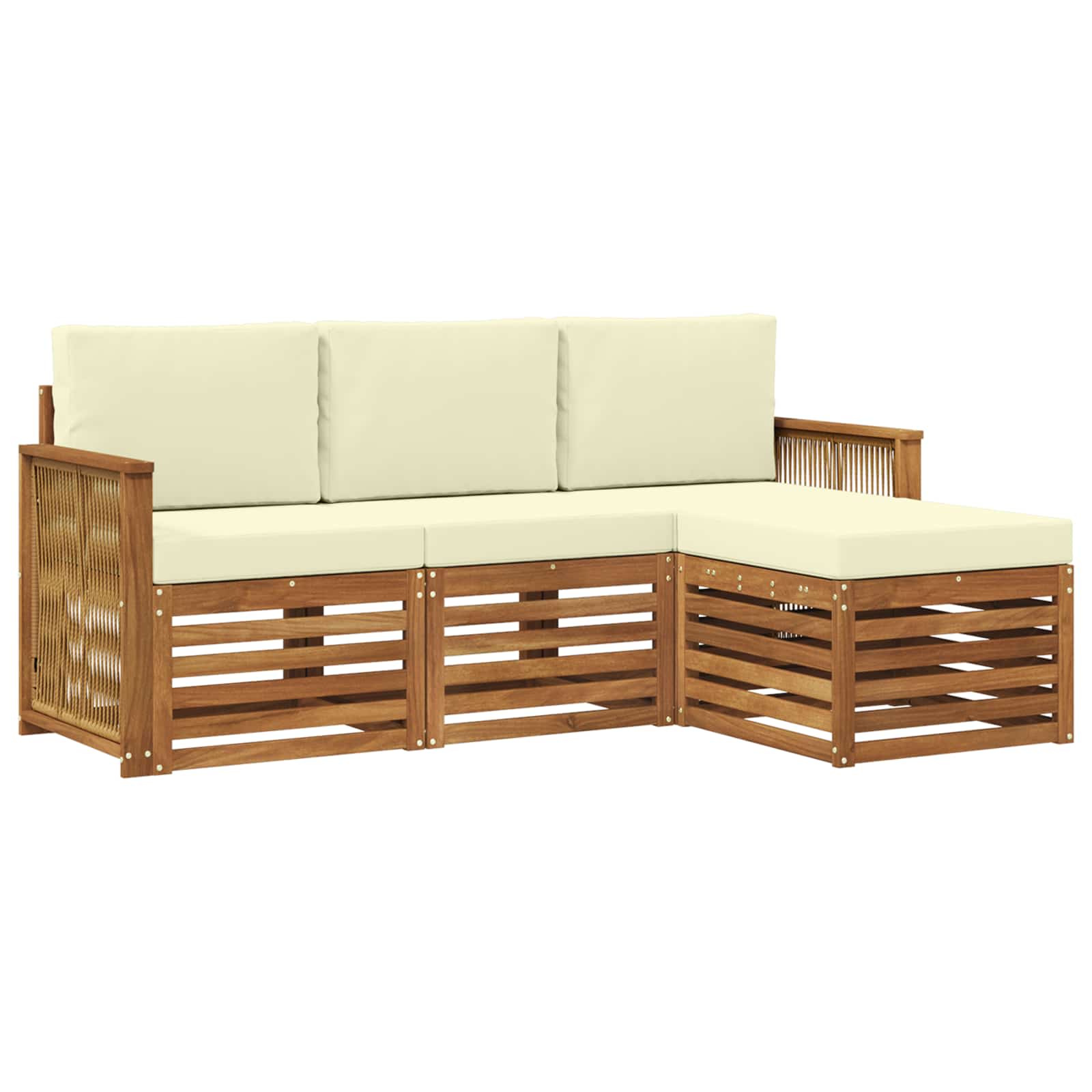 Outdoor-Sofagarnitur mit Kissen 4 pcs Natur und Creme