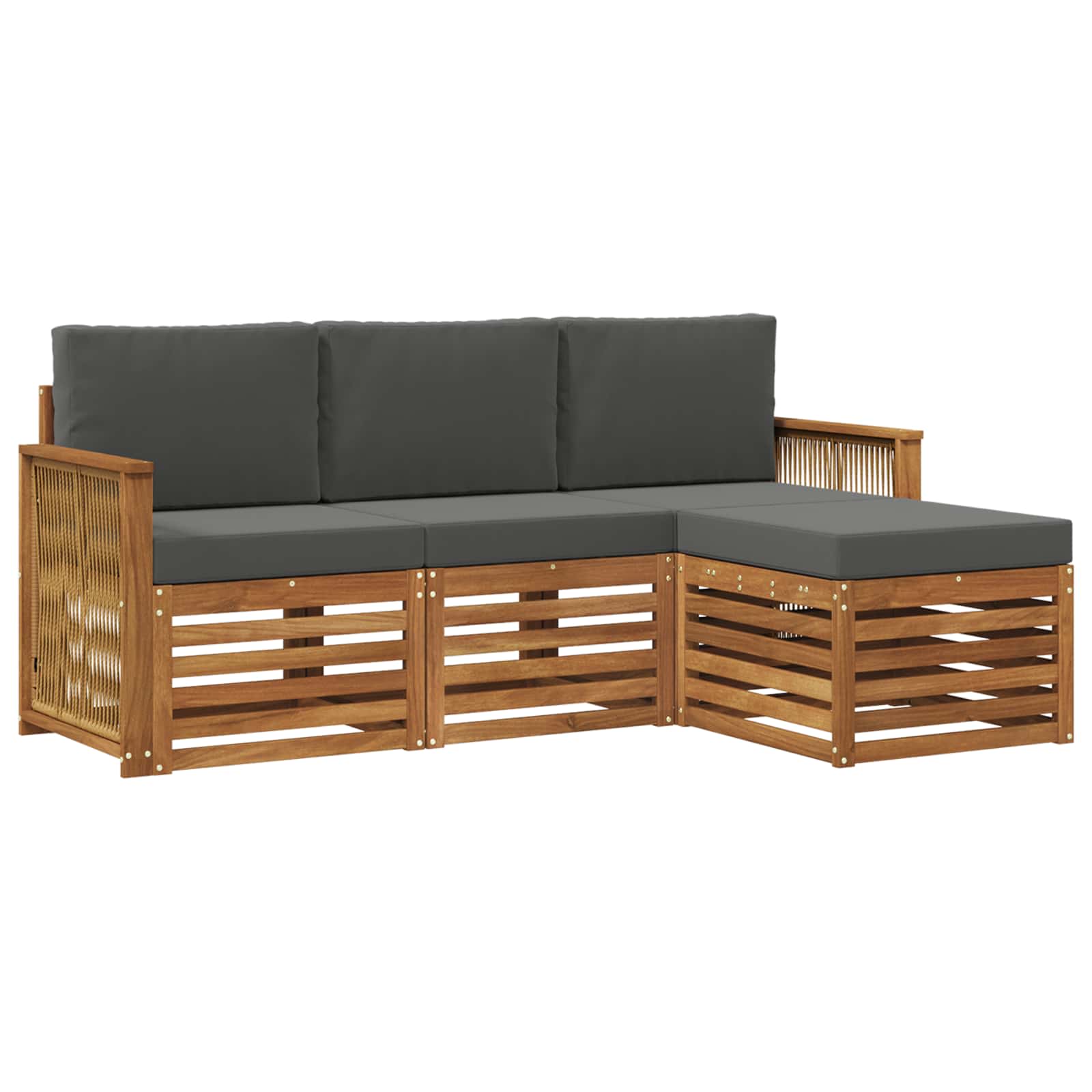 Outdoor-Sofagarnitur mit Kissen 4 pcs Natur und Anthrazit