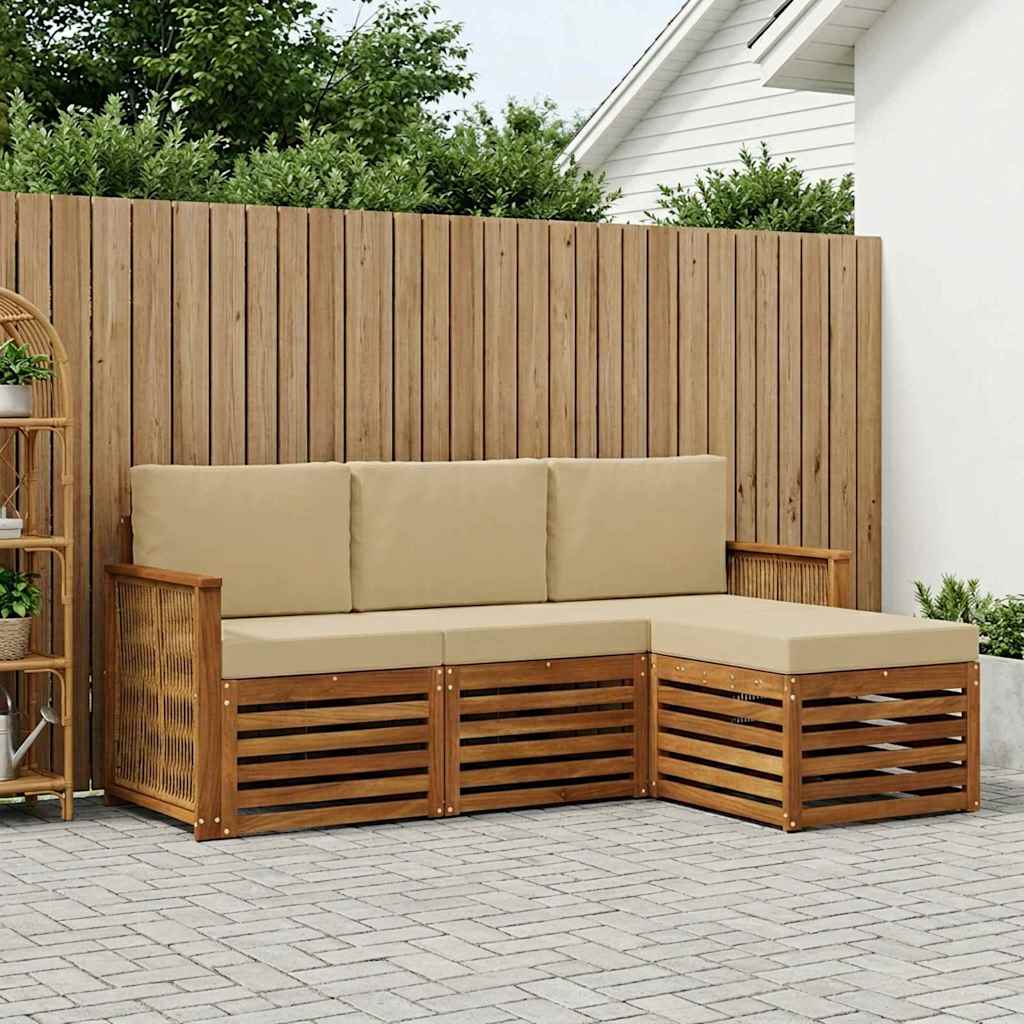 Outdoor-Sofagarnitur 4 stk. Natur und Beige