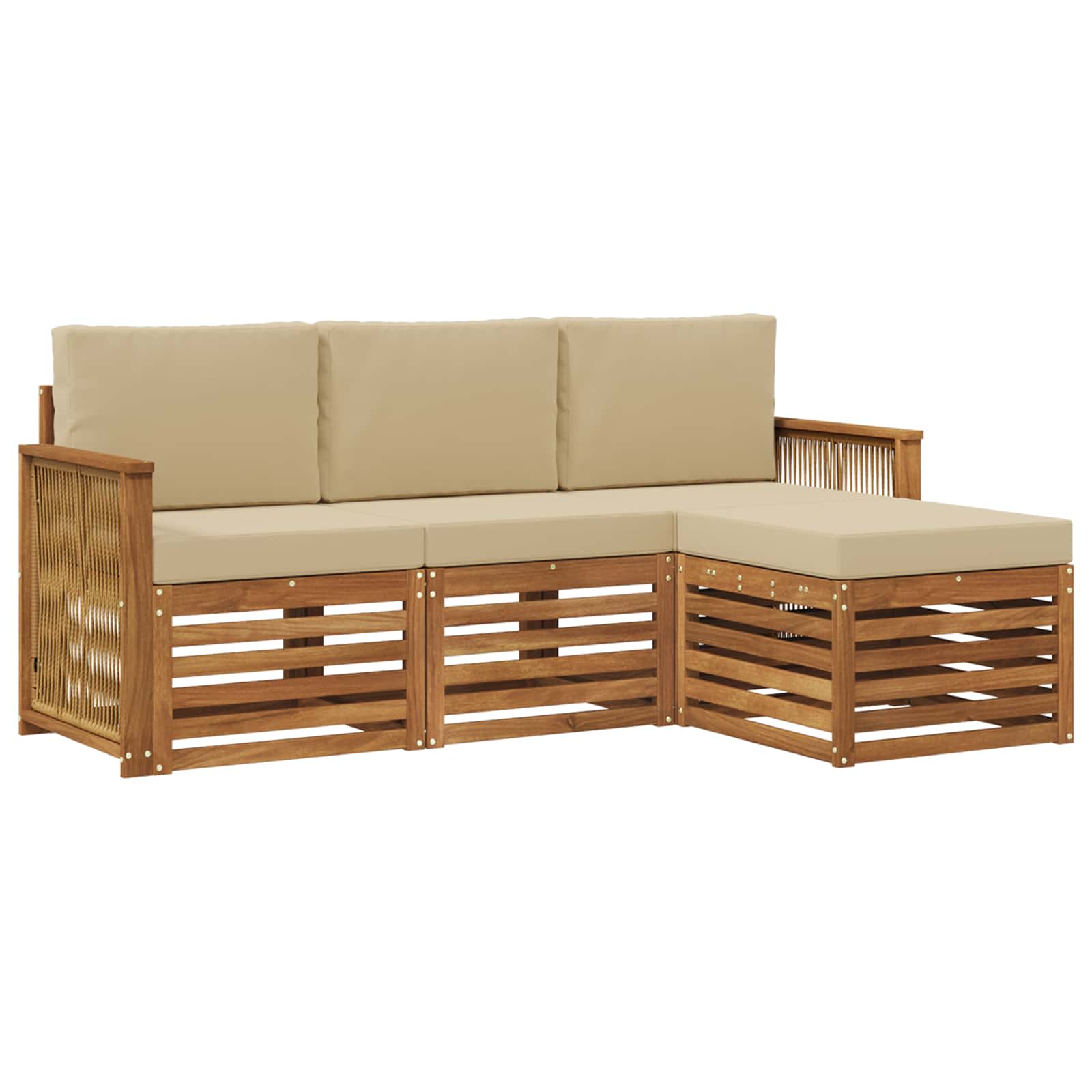 Outdoor-Sofagarnitur 4 stk. Natur und Beige