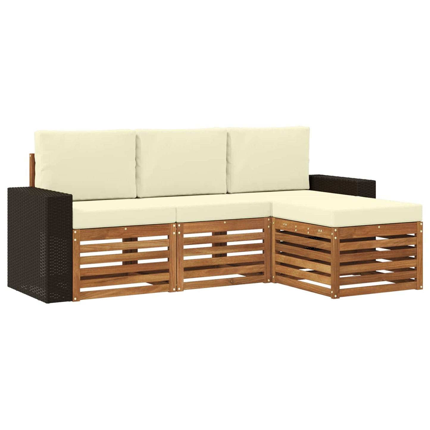 Outdoor-Sofagarnitur mit Kissen 4 pcs Natur und Creme