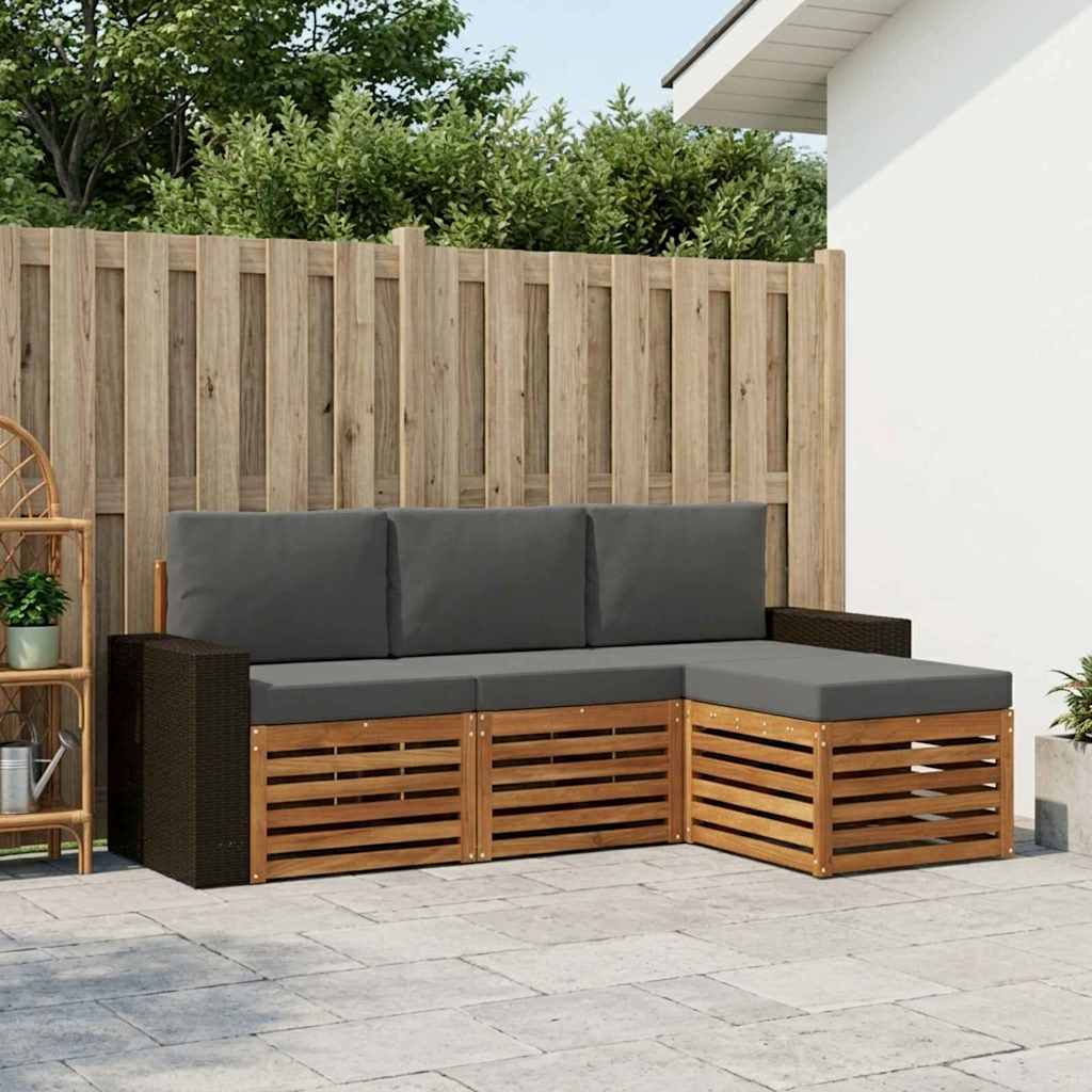Outdoor-Sofagarnitur 4 stk. Natur und Anthrazit