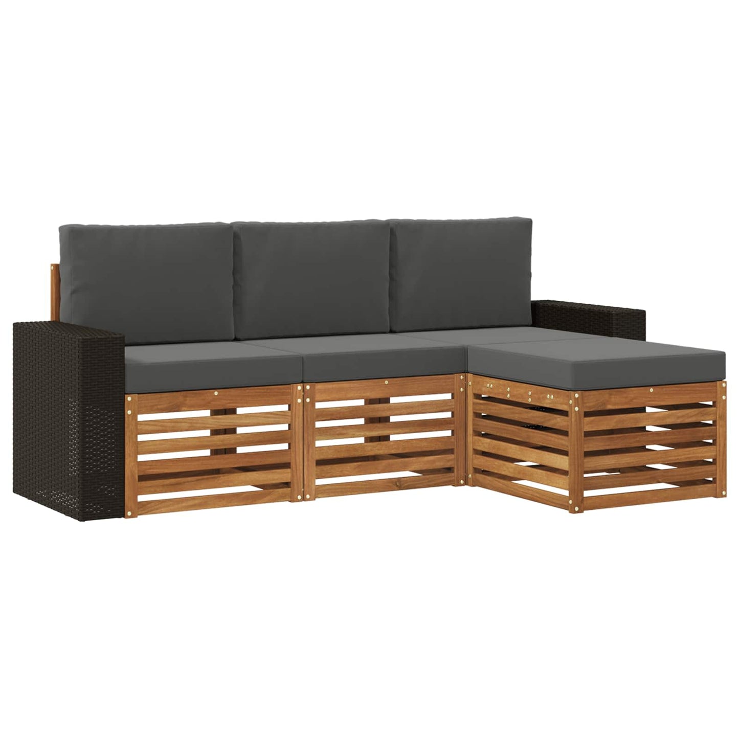 Outdoor-Sofagarnitur 4 stk. Natur und Anthrazit