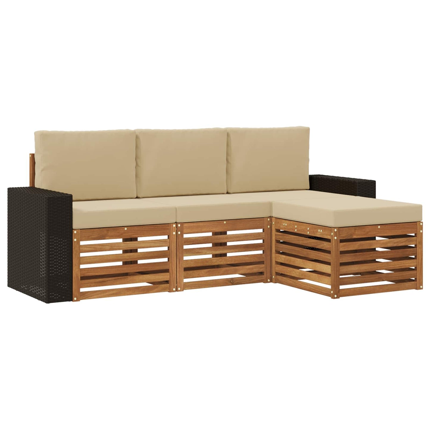 Outdoor-Sofagarnitur 4 stk. Natur und Beige