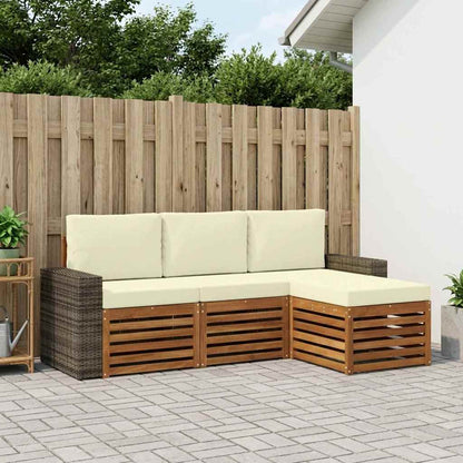 Outdoor-Sofagarnitur 4 stk. Natur und Creme