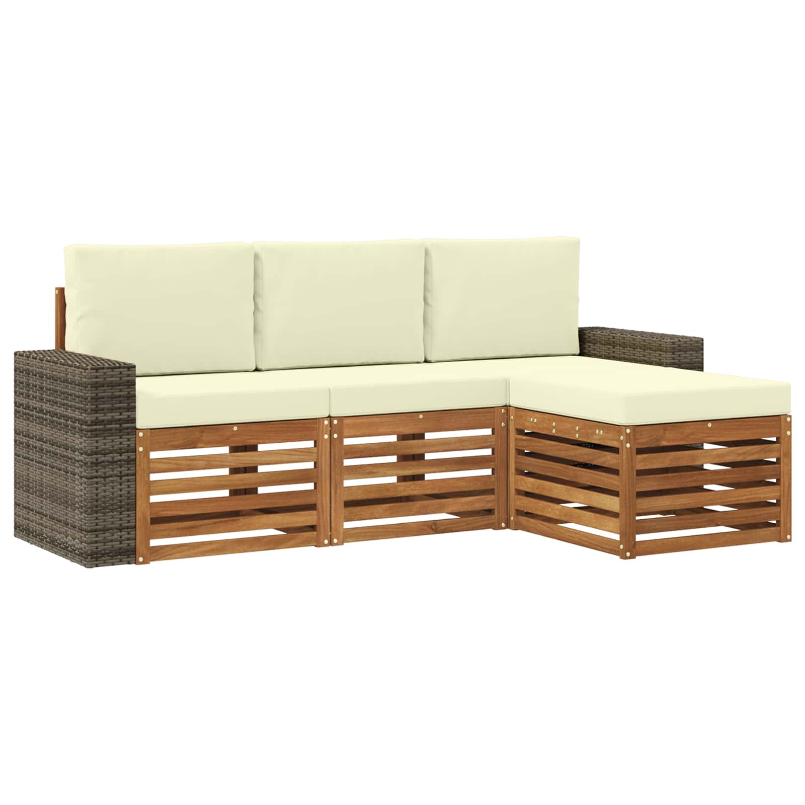 Outdoor-Sofagarnitur mit Kissen 4 pcs Natur und Creme