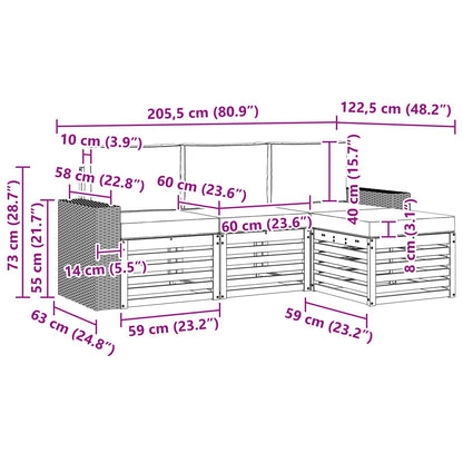 Outdoor-Sofagarnitur 4 stk. Natur und Creme