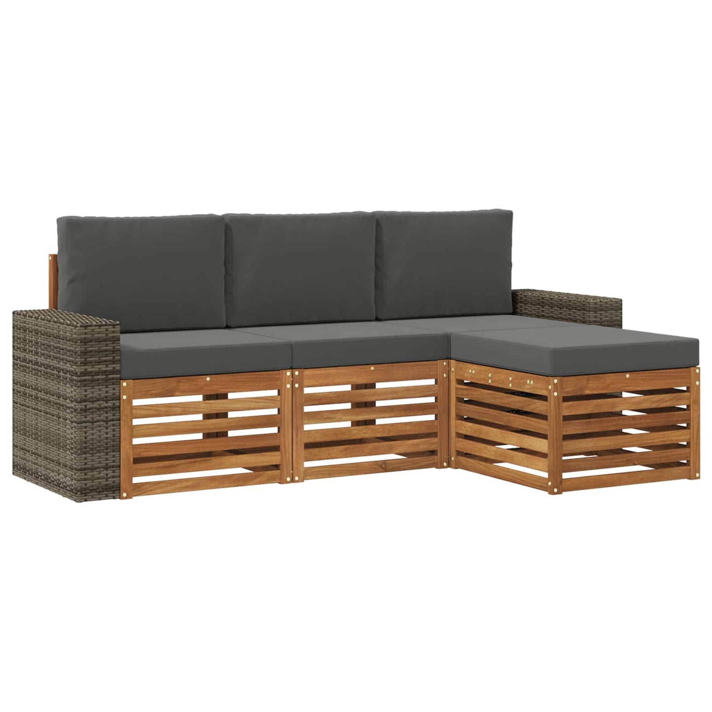 Outdoor-Sofagarnitur 4 stk. Natur und Anthrazit