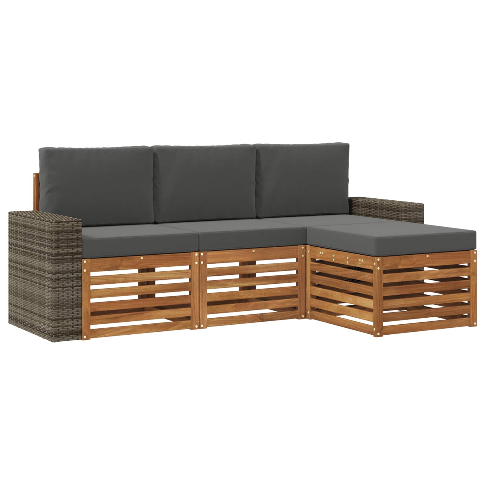 Outdoor-Sofagarnitur 4 stk. Natur und Anthrazit