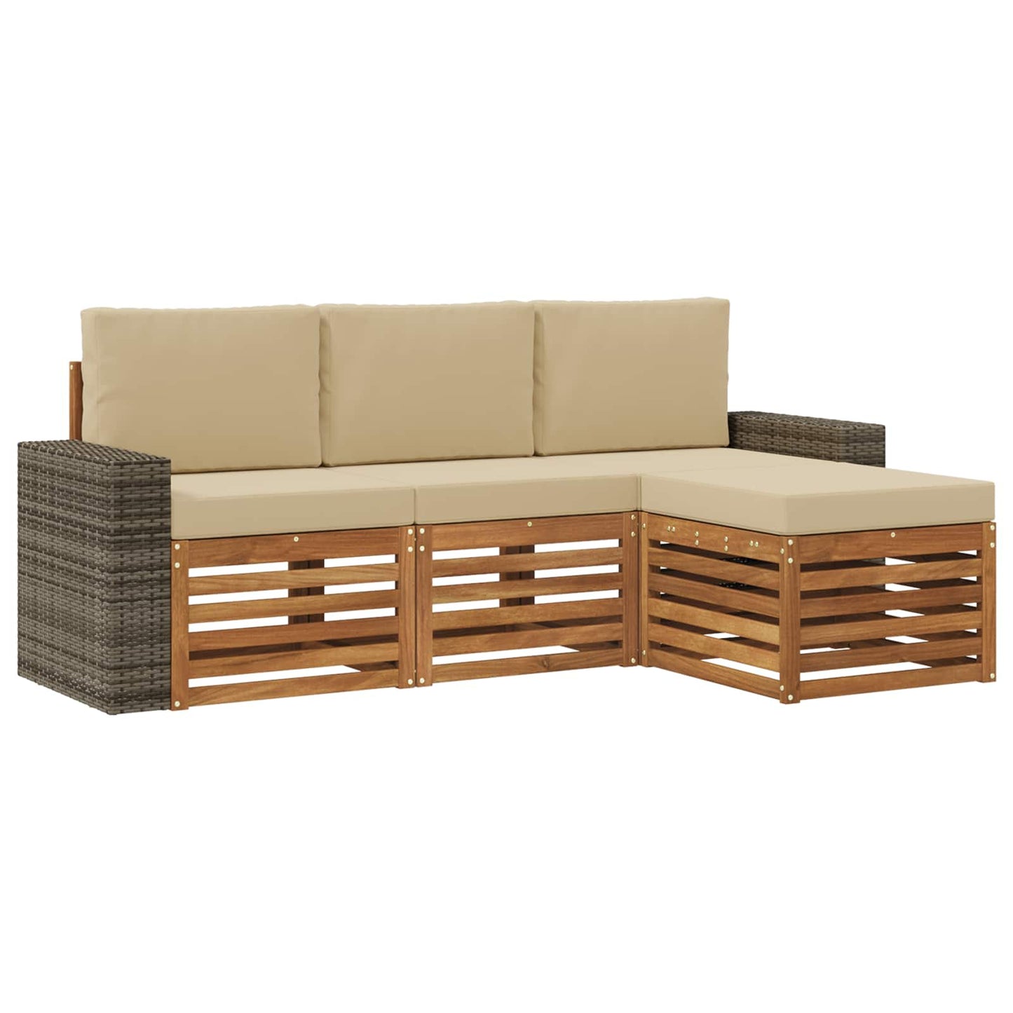Outdoor-Sofagarnitur 4 stk. Natur und Beige