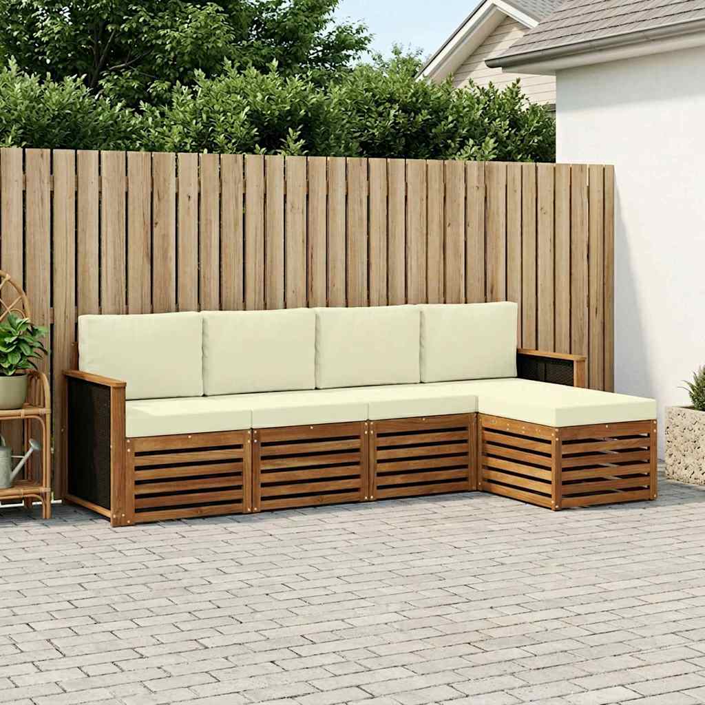 Outdoor-Sofagarnitur mit Kissen 5 pcs Natur und Creme