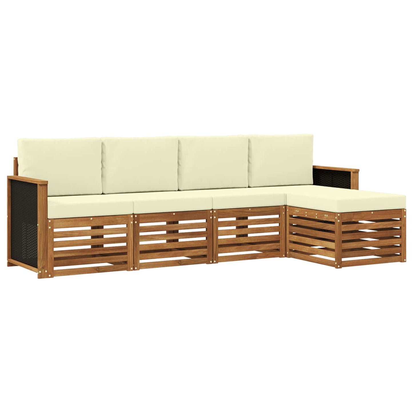 Outdoor-Sofagarnitur mit Kissen 5 pcs Natur und Creme