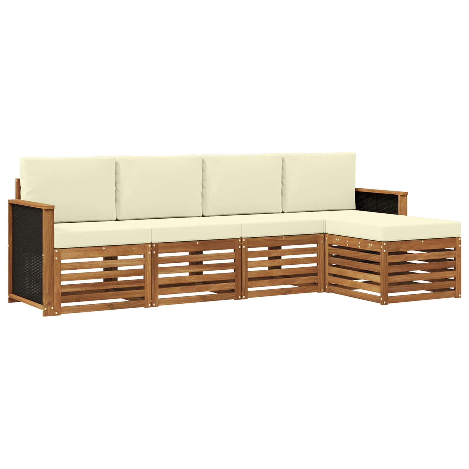 Outdoor-Sofagarnitur mit Kissen 5 pcs Natur und Creme