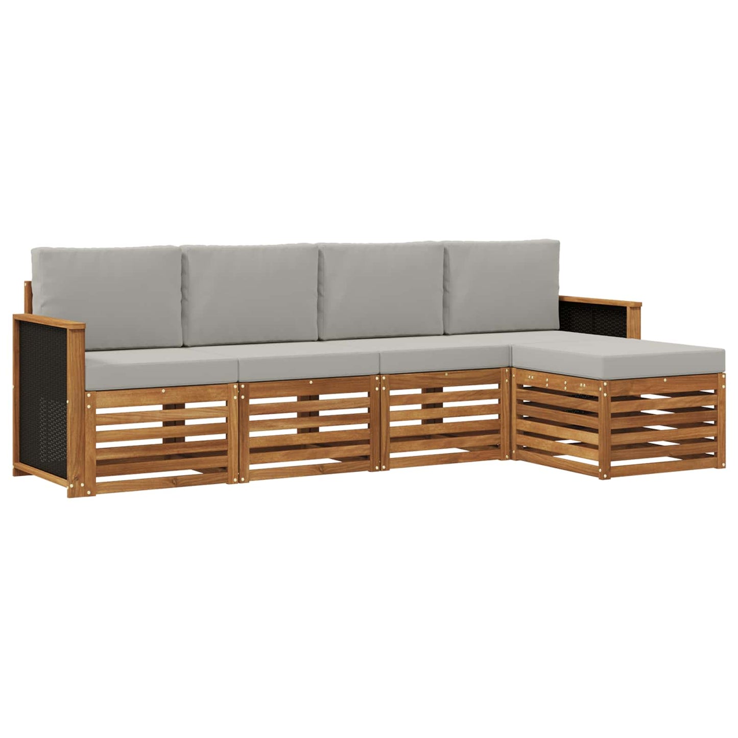 Outdoor-Sofagarnitur mit Kissen 5 pcs Natürlich und Hellgrau
