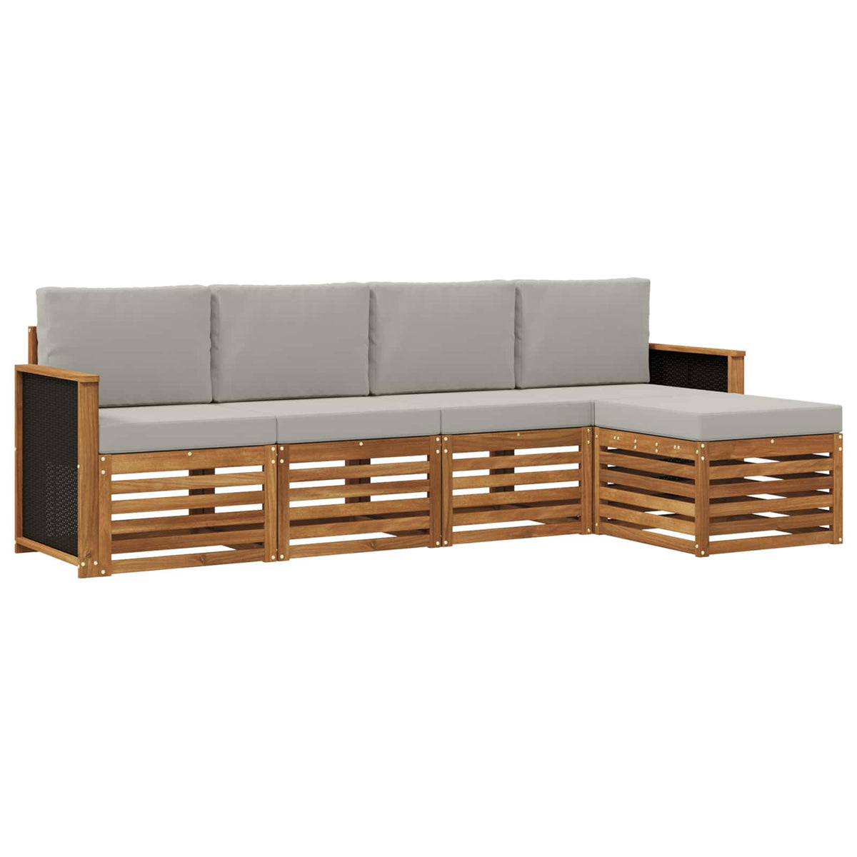 Outdoor-Sofagarnitur 5 stk. Natur und Hellgrau