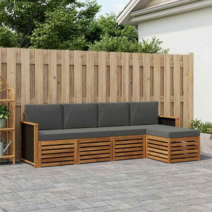 Outdoor-Sofagarnitur 5 stk. Natur und Anthrazit