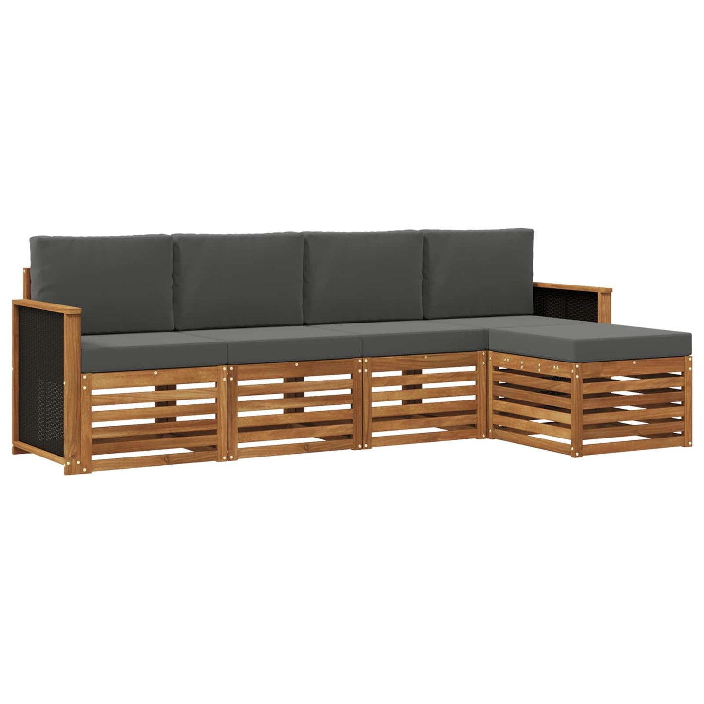 Outdoor-Sofagarnitur mit Kissen 5 pcs Natur und Anthrazit