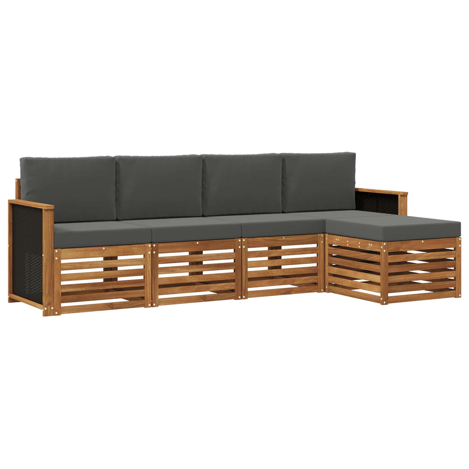 Outdoor-Sofagarnitur mit Kissen 5 pcs Natur und Anthrazit