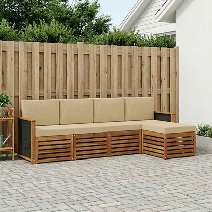 Outdoor-Sofagarnitur 5 stk. Natur und Beige