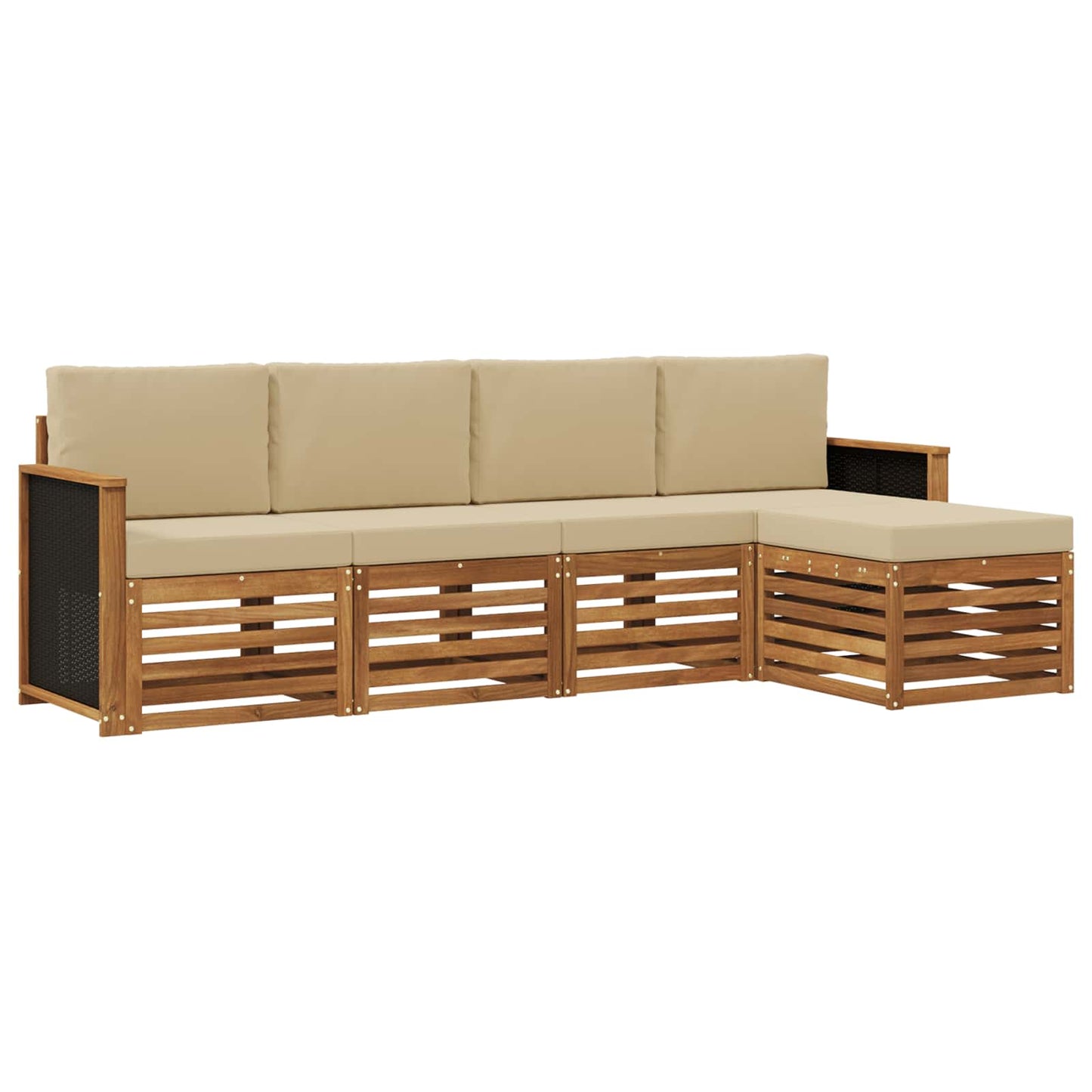 Outdoor-Sofagarnitur 5 stk. Natur und Beige