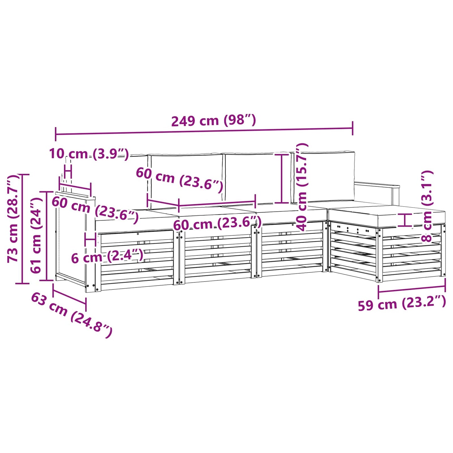 Outdoor-Sofagarnitur 5 stk. Natur und Beige