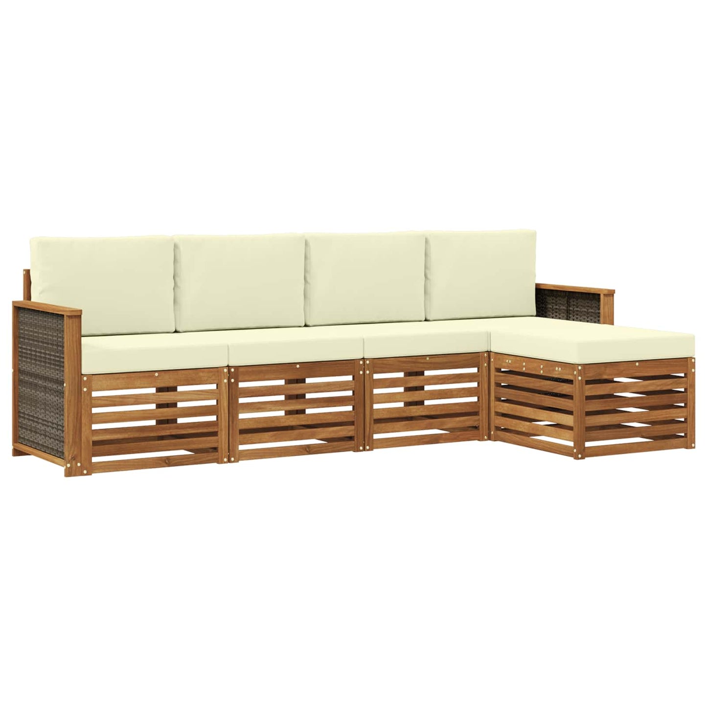 Outdoor-Sofagarnitur mit Kissen 5 pcs Natur und Creme